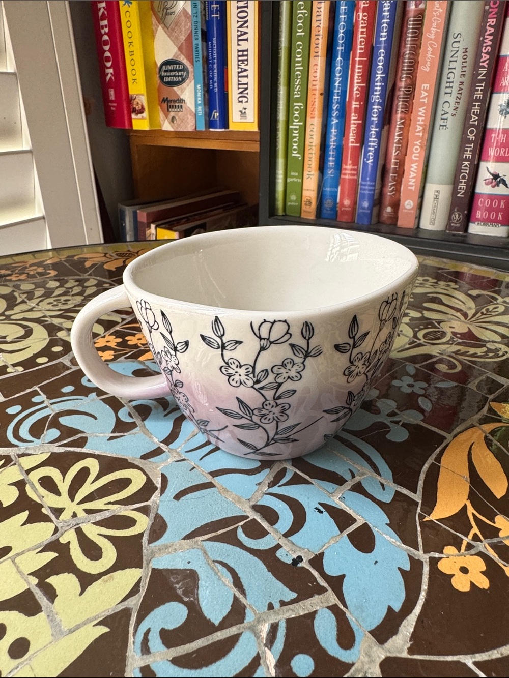 OLD POTTERY COMPANY Floral Ceramic Tea Cup - Pink and White